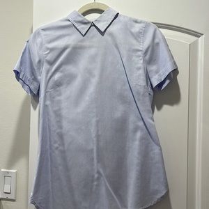 JCrew cotton pale blue / white stripe short sleeve shirt.